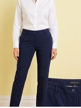 Talbots Curvy Fit Ankle Pants Navy Blue Cotton Blend Size 12 JO3069